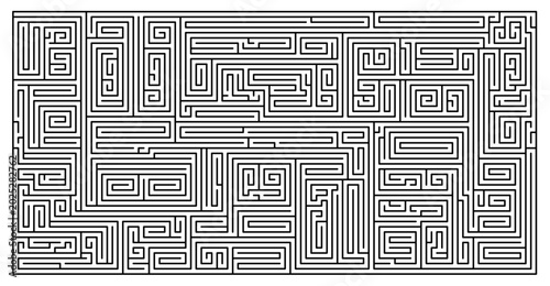 Tableau sur toile Black and white maze illustration featuring intricate pathways and dead ends, de