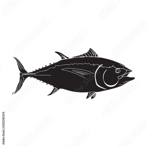 BLACK SILHOUETTE TUNA FISH ILLUSTRATION VECTOR