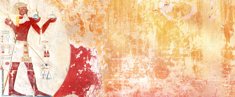 Εκτύπωση καμβά Horizontal background with Mural Wall Painting that evokes atmosphere of Egypt