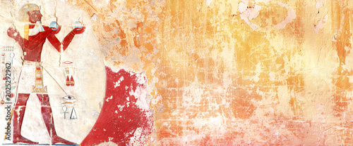 Εκτύπωση καμβά Horizontal background with Mural Wall Painting that evokes atmosphere of Egypt