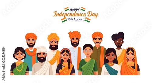 Vibrant india celebrates freedom with diverse group on glorious independence day with pride and unity