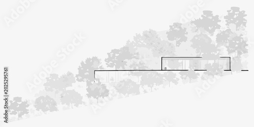 Quadro su tela architectural plan of hillside building integrated with trees