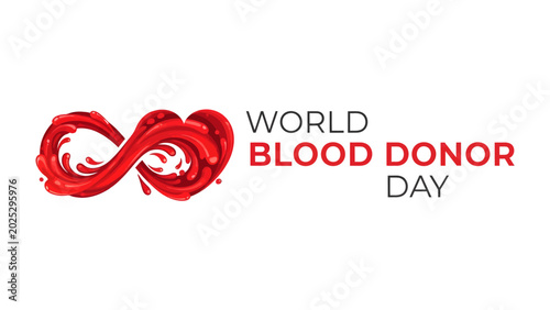Canvastavla World Blood Donor Day Concept: A stylized infinity symbol seamlessly merges with a heart shape, crafted from flowing red liquid, symbolizing the continuous and life-giving act of blood donation