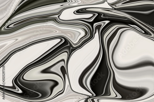 Abstract Black and White Liquid Marble Texture: Elegant Monochromatic Fluid Acrylic Wave Background