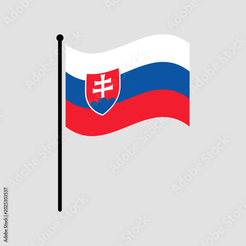 Flag of Slovakia. Slovakia flag computer digital vector illustration icon design. Fluttering flagpole flag.