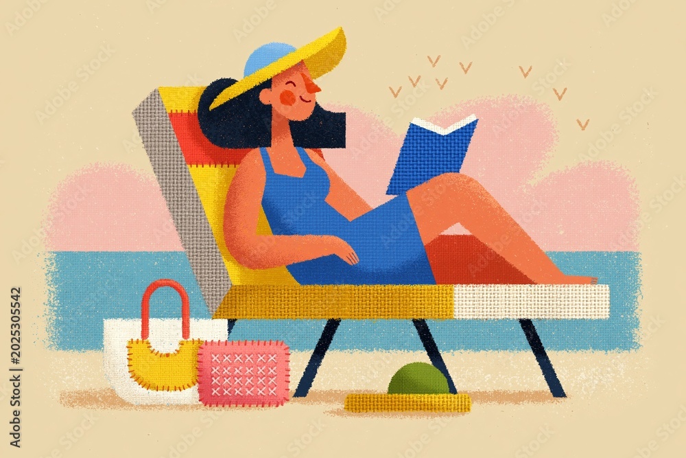 Obraz premium Relaxing at the Beach with a Book