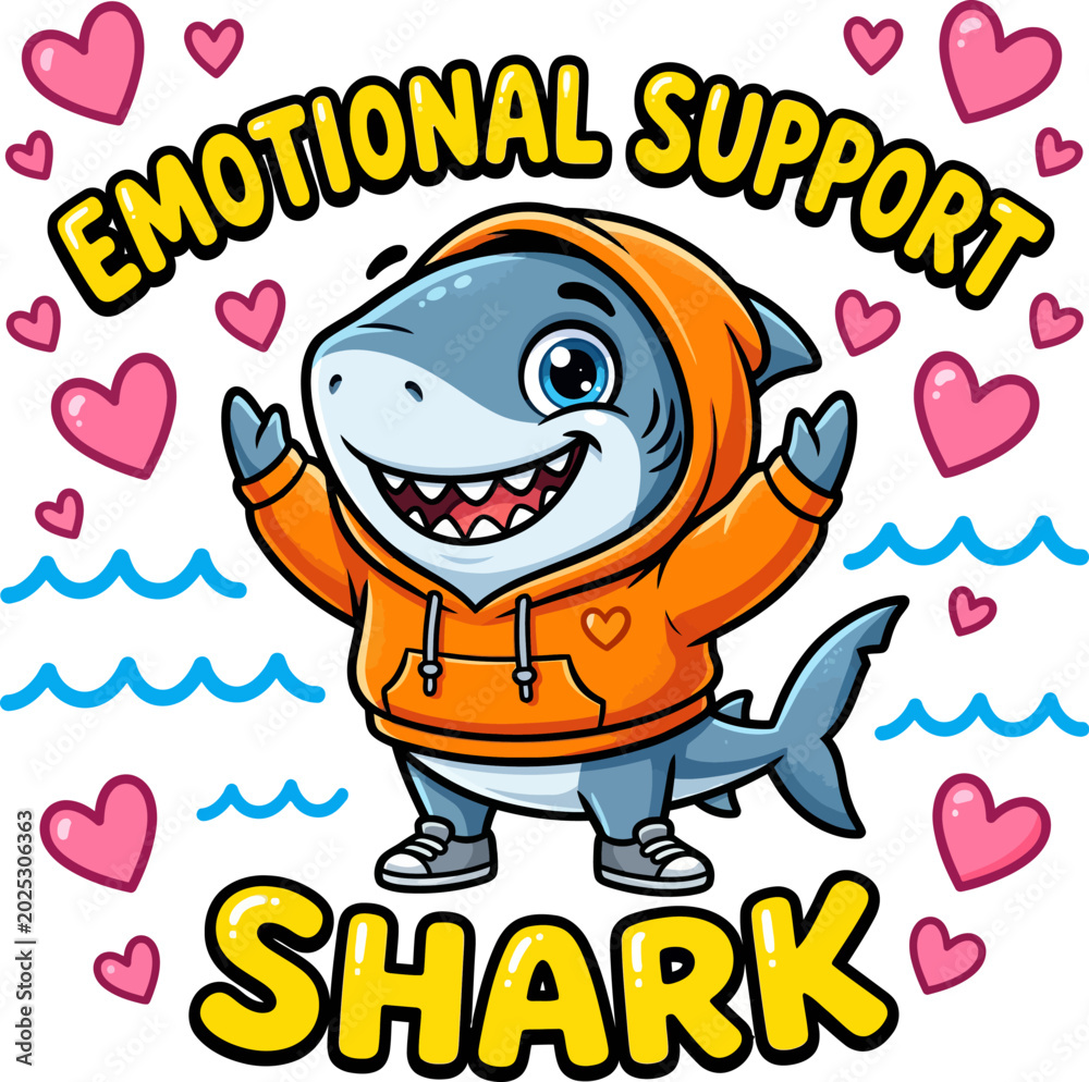 Fototapeta premium Emotional support shark cartoon character