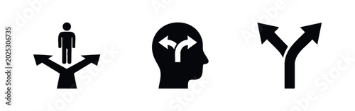 Fotografi Decision Making and Path Choice Icons Set