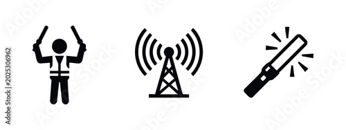 Obraz na płótnie Radio Tower Signaling and Traffic Control Icons