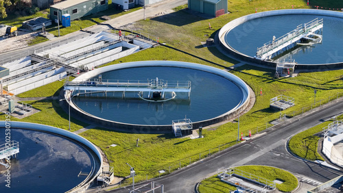 Konstfotografi Aerial View of Circular Settling Tanks at Gold Coast Wastewater Treatment Plant