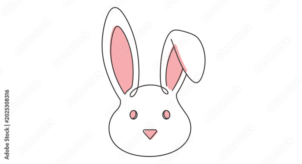 Obraz premium Cute Cartoon White Rabbit Face.
