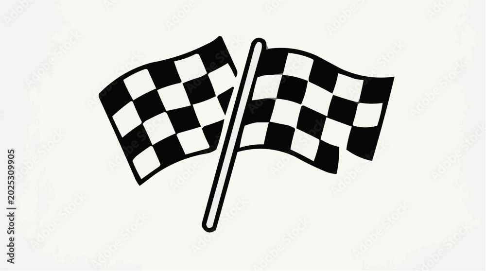 Fototapeta premium Crossed Checkered Racing Flags Vector Illustration Isolated on White Background