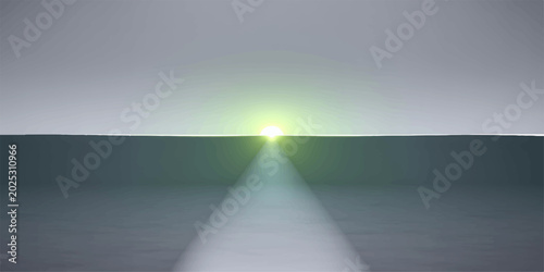 Fényképezés A beam of bright green light emerges from the horizon, cutting through the darkness with a powerful and enigmatic glow