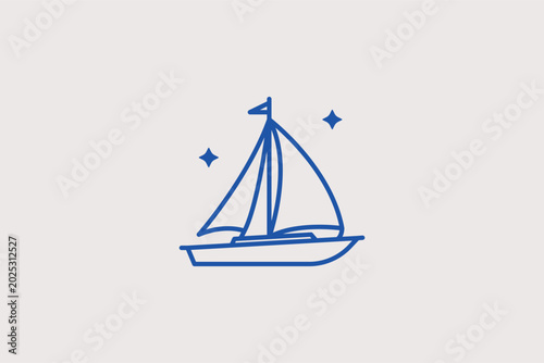 Tableau sur toile A recreational sailing yacht line icon for luxury marine charter services and regatta sporting event programs