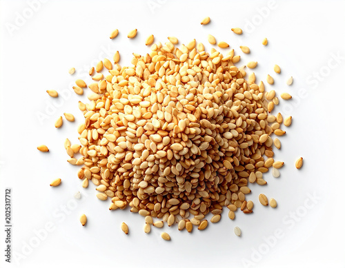 Sesame seeds on a white background