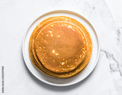 Stacked pancakes on a plate