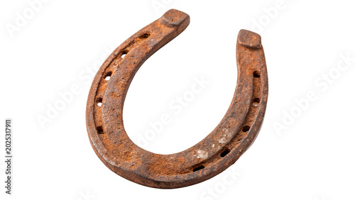 Quadro su tela A rustic old antique iron metal lucky horseshoe object symbol of good fortune an