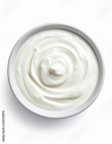 Yogurt in a bowl, top view