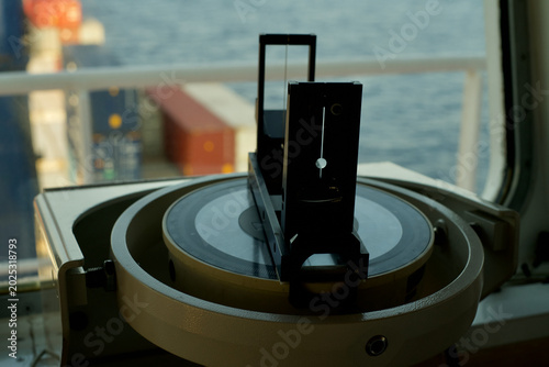 Photos Closeup view of gyro compass with azimuth circle
