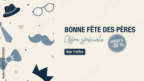 Konstfotografi Bannière promotionnelle pour la fête des pères avec message, offre spéciale et réduction jusqu’à -30 %