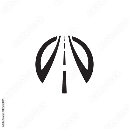 Road logo illustration, path asphalt road street highway vector icon.