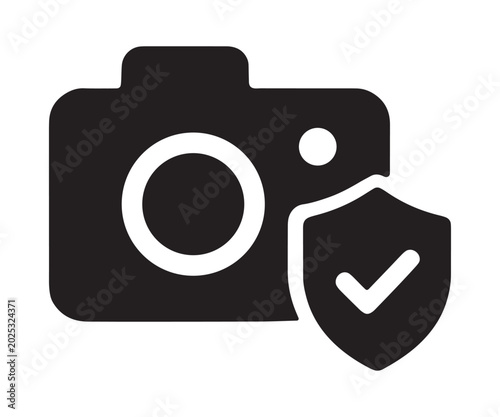 Secure Camera Icon – Protected Surveillance and Privacy Camera Symbol