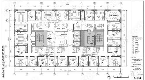 Obraz na plátně Architectural floor plan of quantum tech corp headquarters level 4