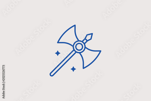 Tableau sur toile A double-headed battle axe line icon for historical reenactment gear stores and heavy metallurgy craftsmanship portfolios