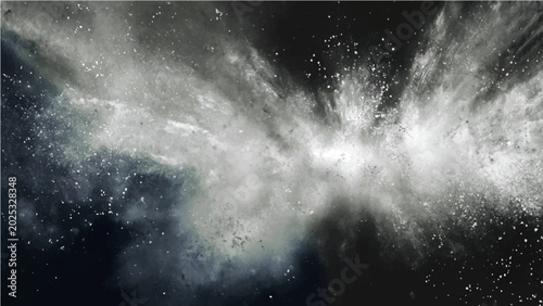 Foto Cosmic explosion with white dust and light flares in dark galaxy, a powerful celestial event