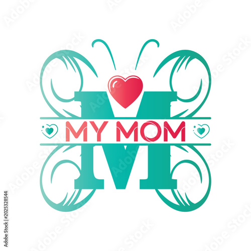 Mother’s Day Butterfly Typography T-Shirt Design with Heart and Decorative Floral Elements