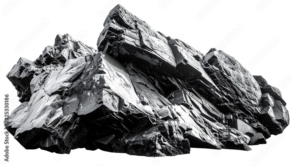 Naklejka premium Monochrome image of a sharp rock formation against a clean white background
