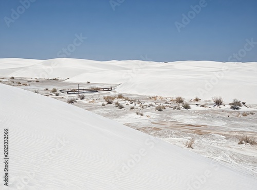 Vast White Sand Dunes Under a Clear Blue Sky