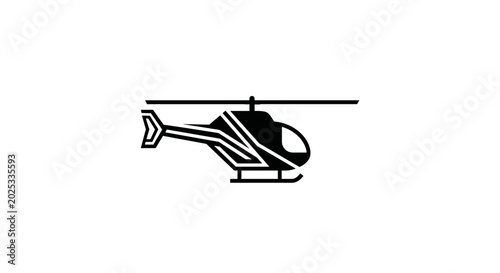 Obraz na płótnie Simple Black Helicopter Icon on White Background.