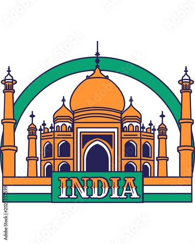 Photography vector illustration of Taj mahal india