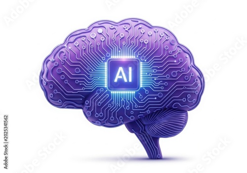 AI chip integrated inside futuristic brain illustration