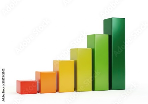 Colorful increasing bar chart graphic illustration