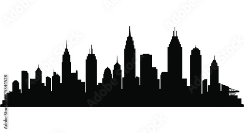 Foto city skyline silhouette against white background