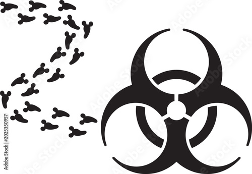 Tableau sur toile Biohazard symbol with swarm of flies in Z shape, biological hazard warning icon,