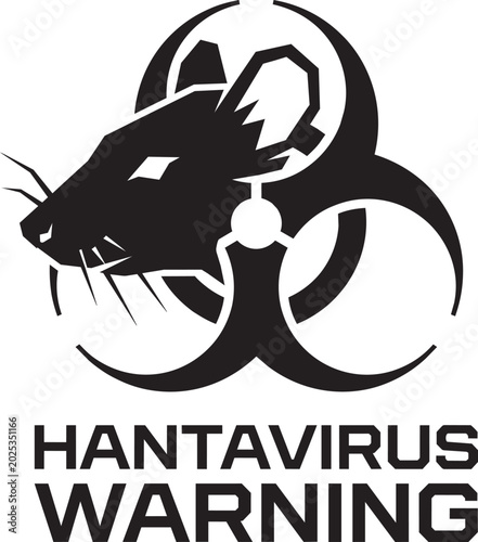 Fotografi Hantavirus warning sign with rat silhouette and biohazard symbol, infectious dis