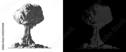 Bild auf Leinwand Nuclear mushroom cloud explosion, vintage atomic blast illustration, dramatic sm