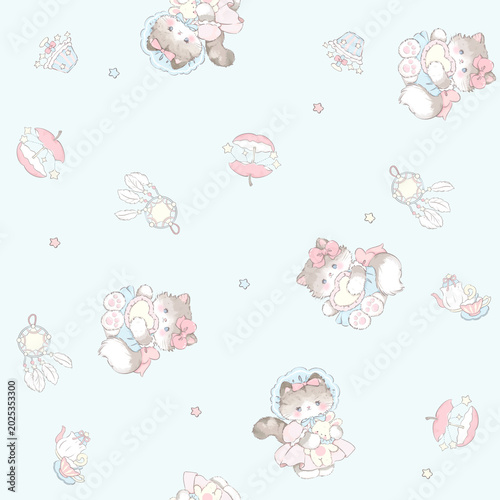 Cute Watercolor Whimsical Animal and Patchwork Pattern Collection for Kids