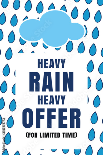 Modern Heavy Rain Pattern Sale Banner Flat Design Abstract Typography 