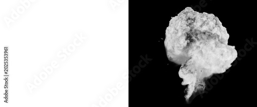 Obraz na plátne Dramatic white smoke explosion on black background, thick billowing steam cloud,