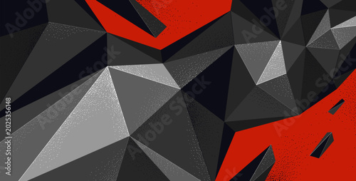 Canvastavla Polygonal dynamic chaos shapes vector abstract background, low poly 3D dimensional wallpaper with broken form in motion and energy
