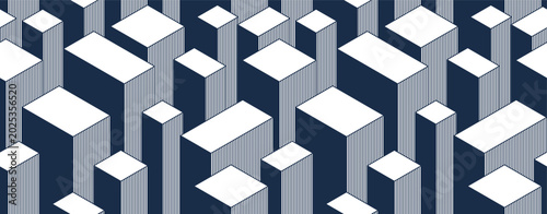 Canvastavla City buildings seamless background, cityscape architecture skyscrapers endless pattern, vector art of urban theme continuous pattern