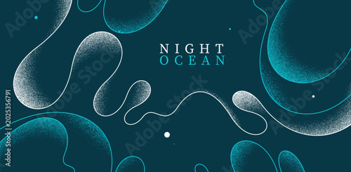 Foto Relaxing seashore in the night waves vector abstract background, linear curvy shaped outlines and textures art, calming and soothing ocean beach illustration wallpaper