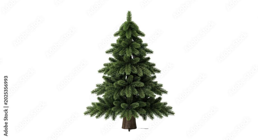 Obraz premium Classic lush green pine Christmas tree mockup isolated on transparent background
