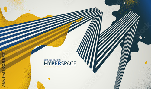 Foto Dynamic vector abstract background, lines in perspective with energy blast of a lava fluid in 3D space, splash in motion, modern creative art wallpaper