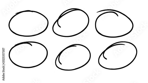 hand drawn circle marker highlights set, sketchy round doodle frames and borders, black ink scribble circle rings collection, minimalist hand drawn emphasis marks set
