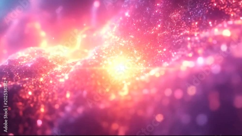Vibrant cosmic scene with swirling colors and luminous stars